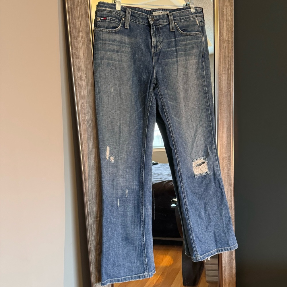 Vintage Y2K Tommy Hilfiger Low Rise Bootcut Distressed Jeans